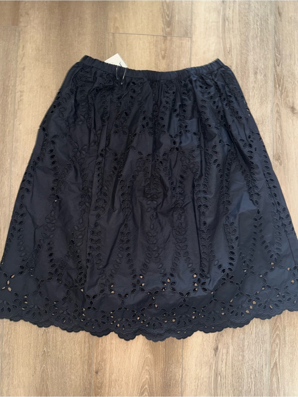 NWT Frank & Eileen Grace Gracie Black Eyelet Midi Skirt size Large L $348